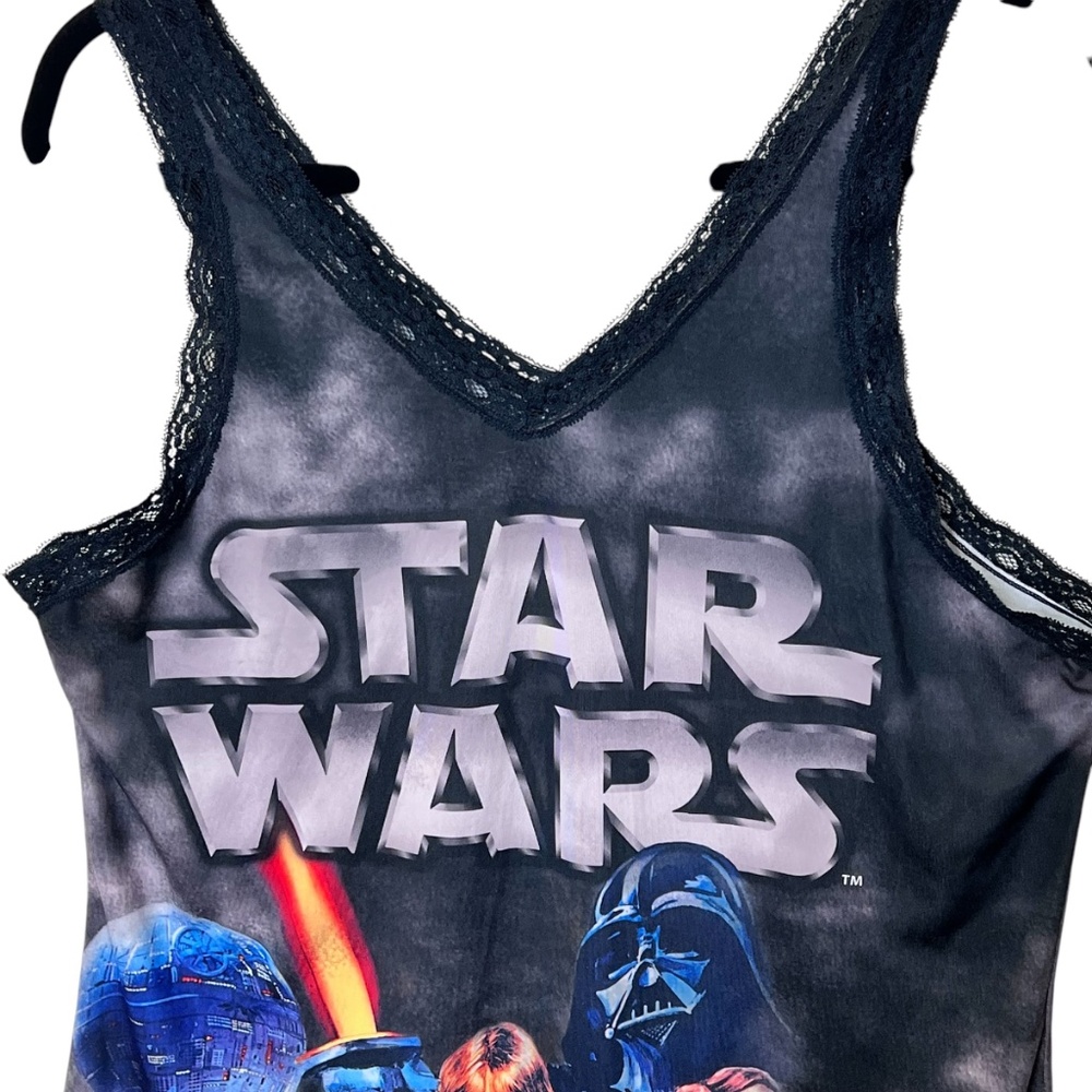 Stars Wars Lace Trimmed V Neck Sleeveless Nightgown - Picture 8 of 14